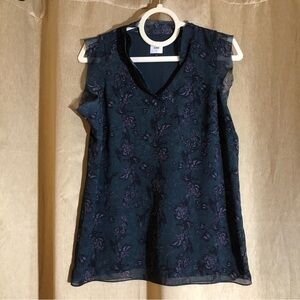 CAbi Floral Navy Top